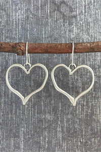 Silvery Heart Shape Hook Drop Earrings