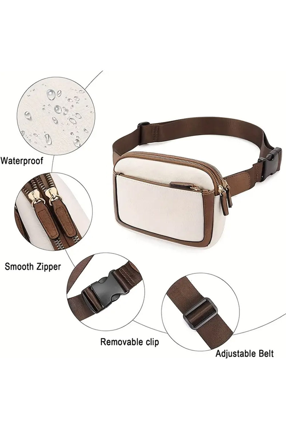 White Adjustable Strap Mini PU Leather Crossbody Bag