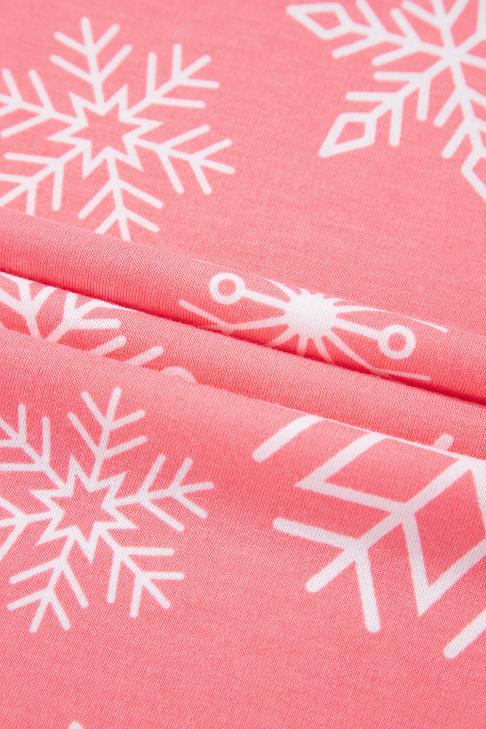 Pink Christmas Snowflake Print Two Piece Loungewear