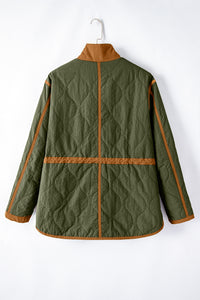 Green Stitching Quilted Drawstring Jacket