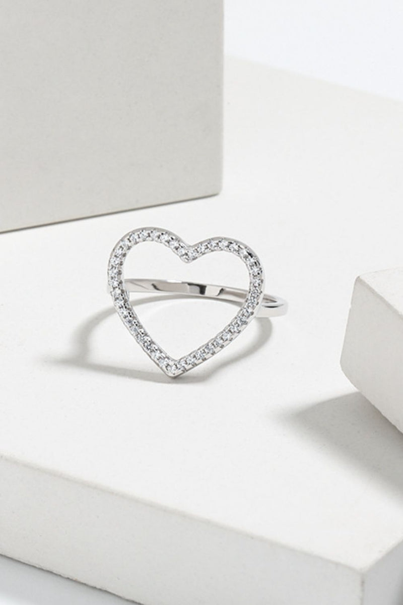 925 Sterling Silver Inlaid Zircon Heart Ring