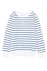 Striped Print Ribbed Trim Long Sleeve Top