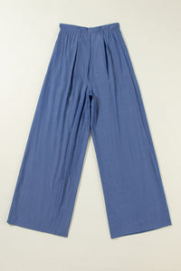 Wild Wind Belted Frilly Waist Wide Leg Loose Pants