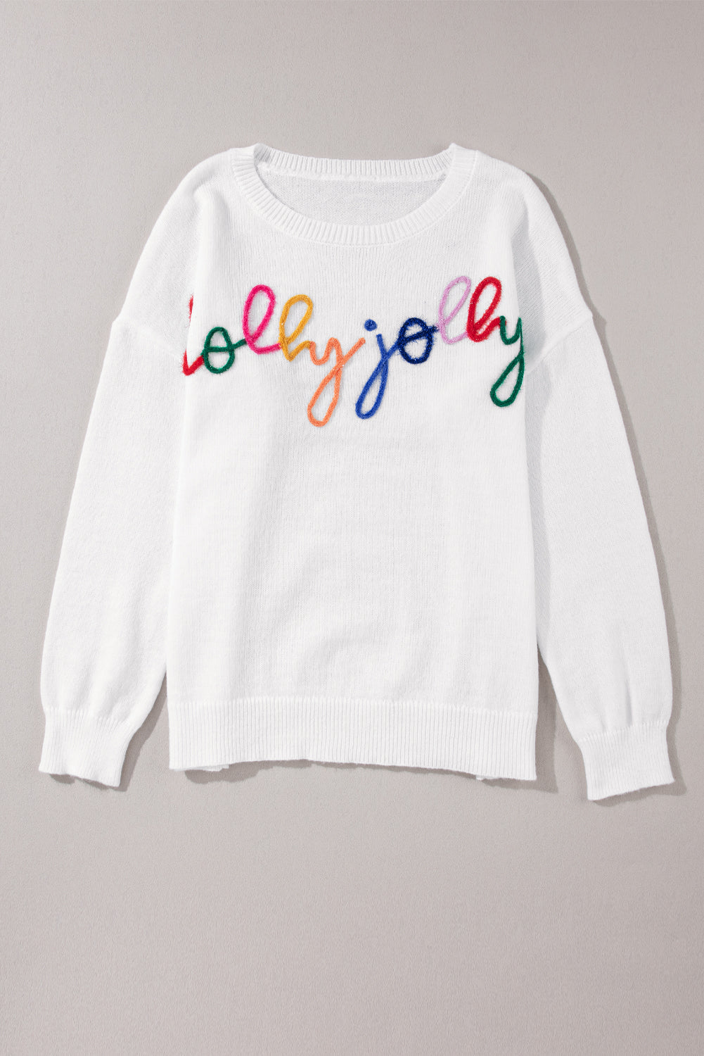 White XOXO Glitter Print Round Neck Casual Sweater