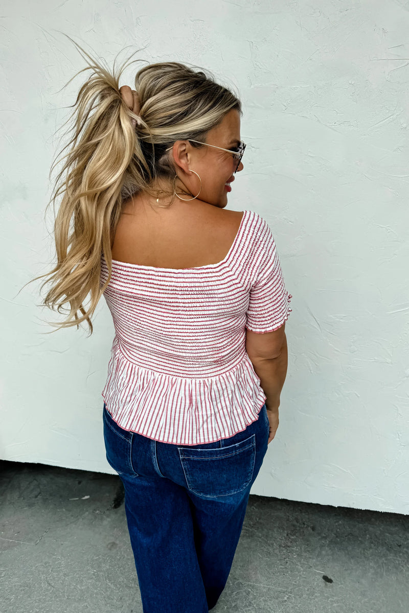 Blakeley ESSIE STRIPE SMOCKED TOP