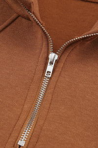 Pink Quarter Zip Kangaroo Pocket Hoodie