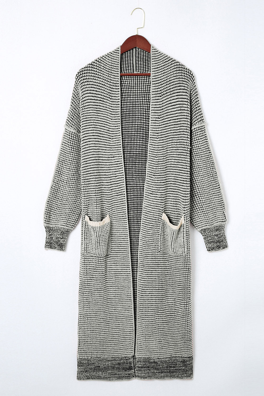 Gray Plus Size Textured Knit Cardigan