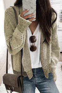 Gray Plus Size Textured Knit Cardigan