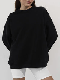 Round Neck Dropped Shoulder Long Sleeve Sweatshirt