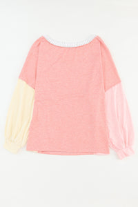 Striped Color Block Splicing Long Sleeve T Shirt