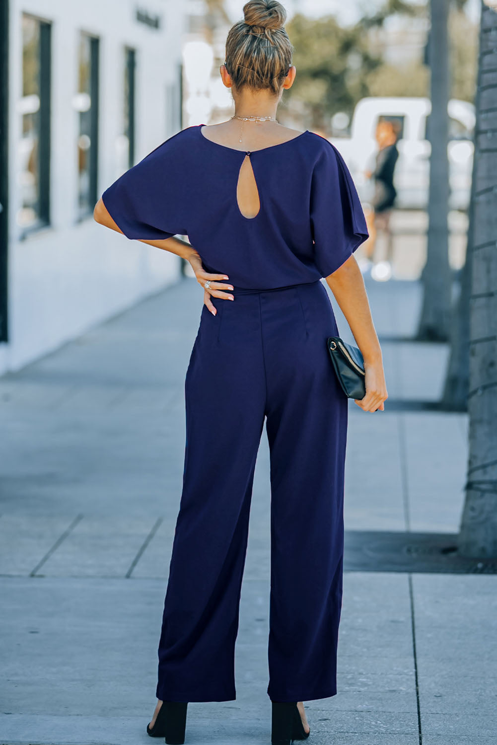 Black Belted Wide Leg Jumpsuit