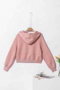 Pink Quarter Zip Kangaroo Pocket Hoodie