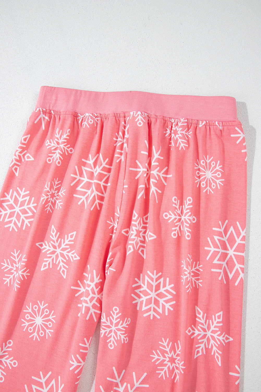 Pink Christmas Snowflake Print Two Piece Loungewear