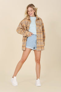 Plaid shacket with pockets