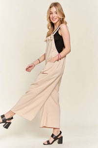 ADORA Knotted Wide Strap Wide Leg Overalls