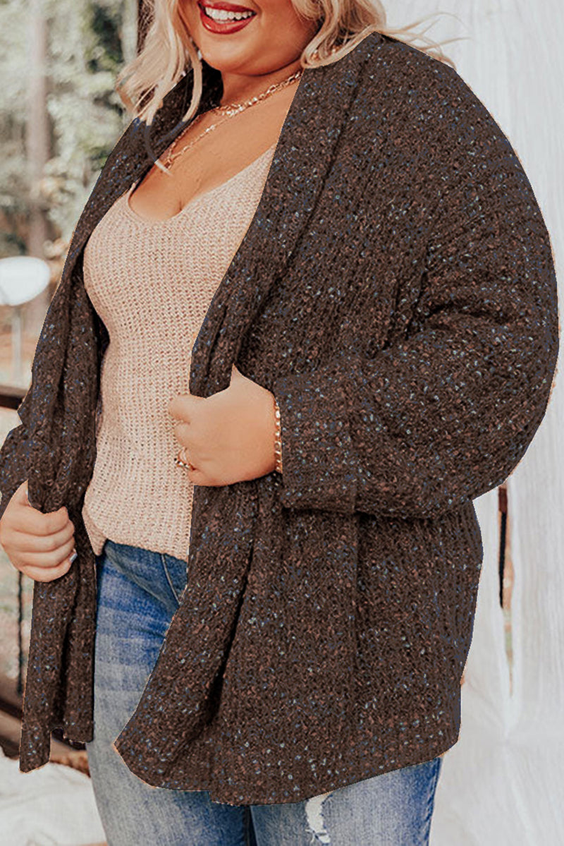 Sage Green Open Front Knit Plus Size Cozy Cardigan