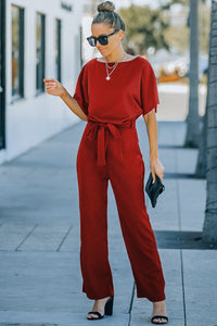 Black Belted Wide Leg Jumpsuit