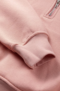 Pink Quarter Zip Kangaroo Pocket Hoodie