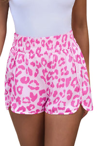 Pink Leopard High Waisted Athletic Shorts