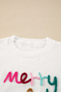 White XOXO Glitter Print Round Neck Casual Sweater