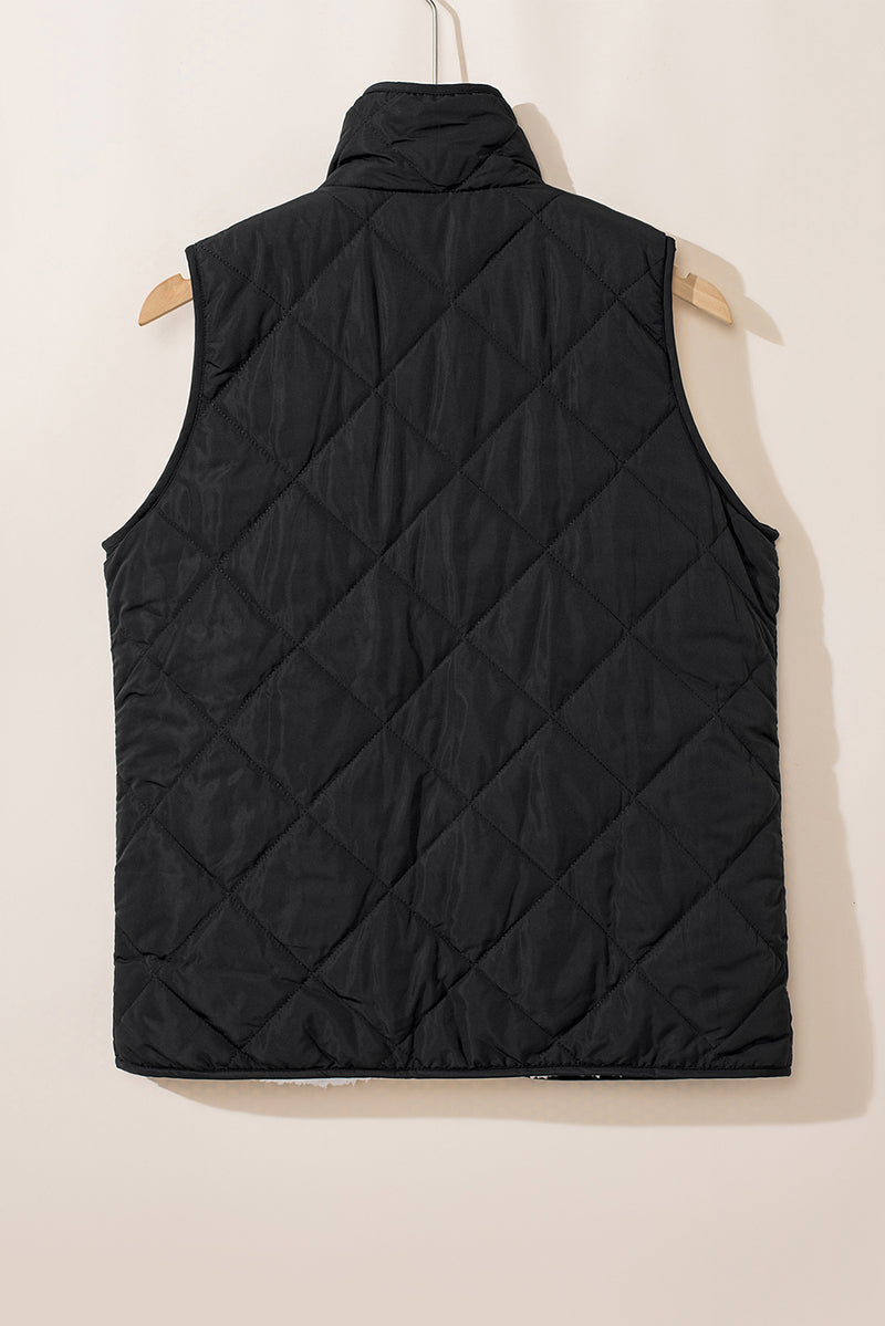 Pink Fleece Lined Quilted Vest Coats