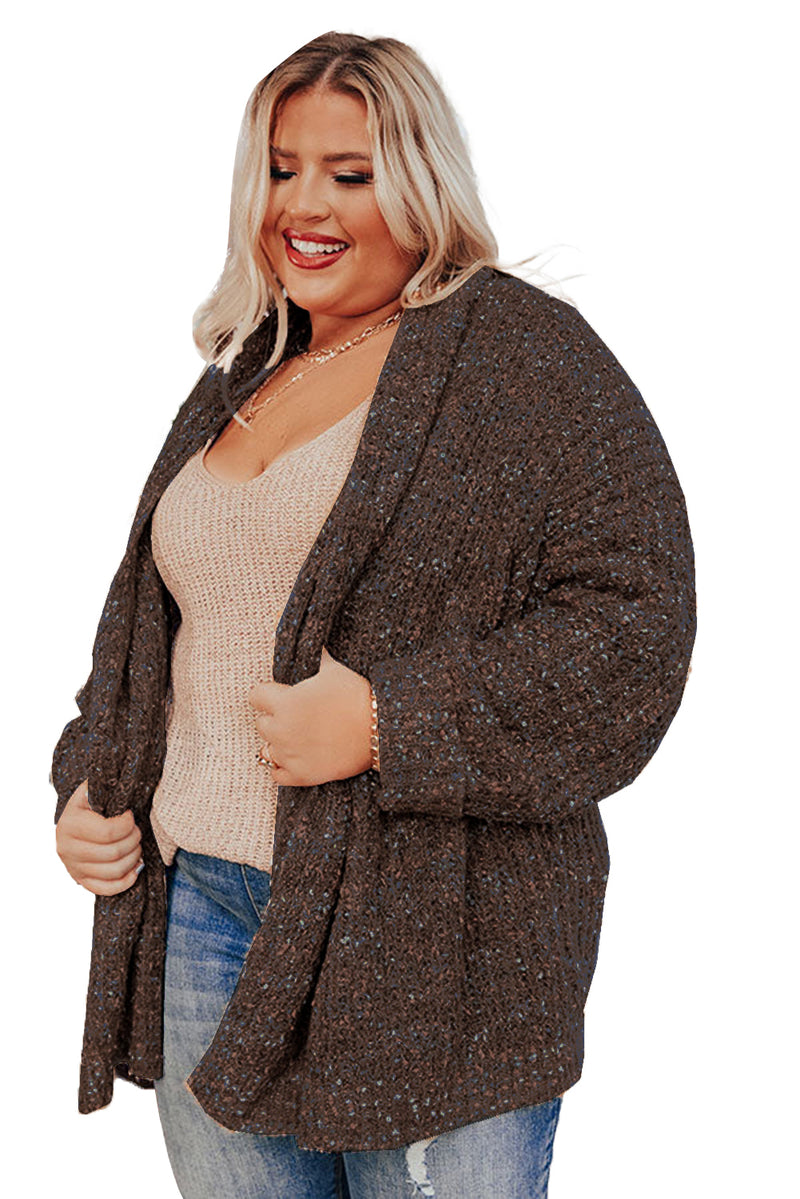 Sage Green Open Front Knit Plus Size Cozy Cardigan