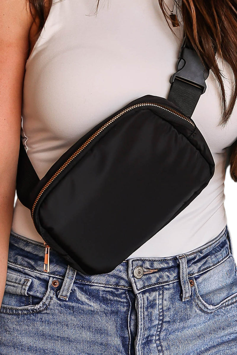 Black Waterproof Zipped Crossbody Chest Bag