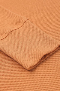 Orange Waffle Knit Henley Top