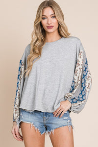 Floral print sleeve detail top PLUS