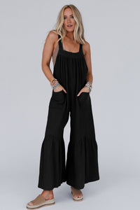 Gray Wide Leg Ruffle Jumpsuit