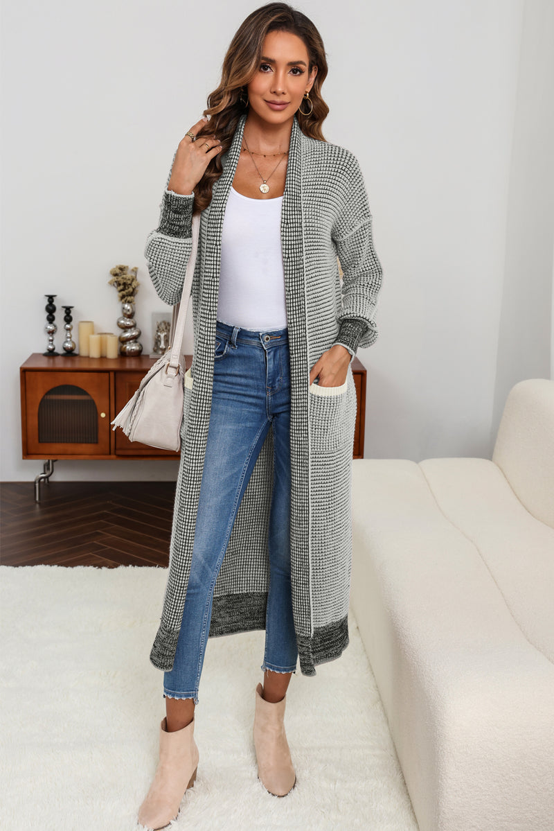 Gray Plus Size Textured Knit Cardigan