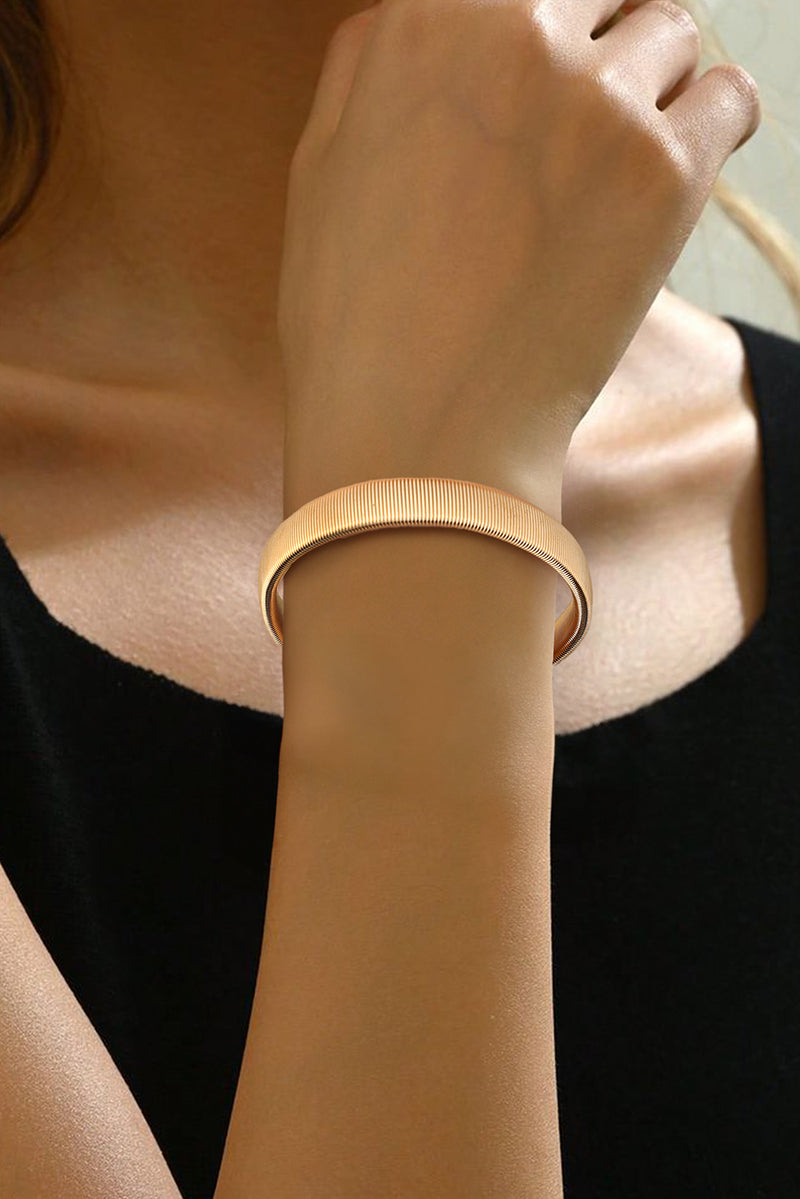 Gold Stretchy Metal Wide Bangle