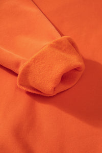 Russet Orange Solid Fleece Lined Drop Shoulder Terry Sweatshirt