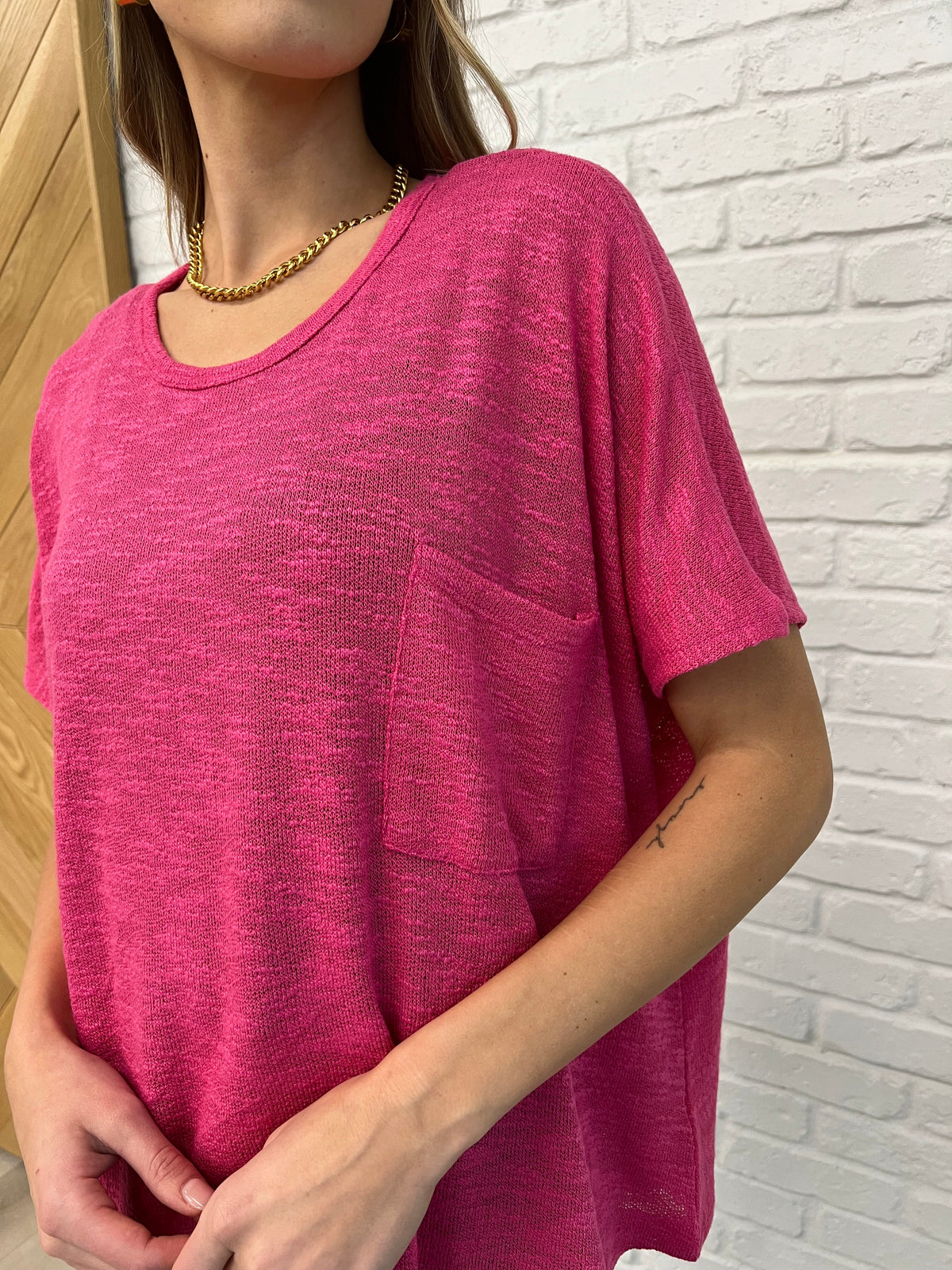 Basically Flowing Dolman Sleeve Top in Hot Pink