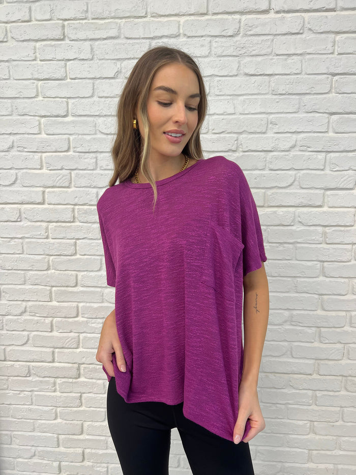 Basically Flowing Dolman Sleeve Top in Lt Plum