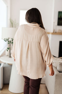 In Your Thoughts Oversized Dolman Sleeve Top in Champagne