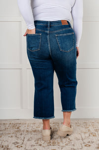 Janice High Rise Button Fly Wide Leg Crop Jeans