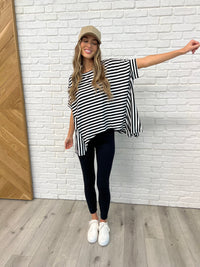 No Stopping It Striped Oversized Top