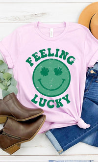 Retro DISTRESSED Feeling Lucky Smiley Tee PLUS