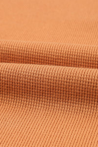 Orange Waffle Knit Henley Top