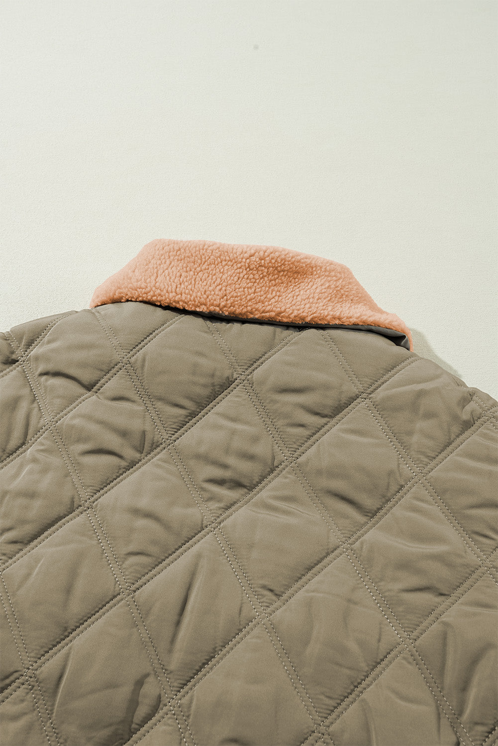 Jungle Green Teddy Collar Flap Pockets Quilted Puffer Jacket