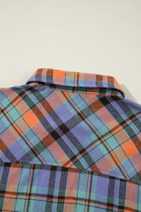 Orange Plus Size Plaid Print Buttoned Shirt