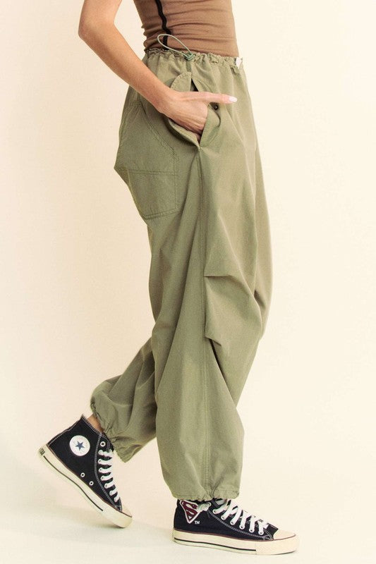 Davi & Dani Drawstring Baggy Pants with Pockets