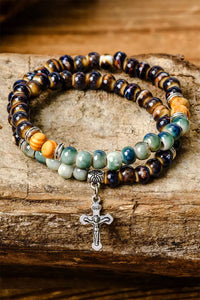 Multicolor Double-Layered Cross Beading Bracelet