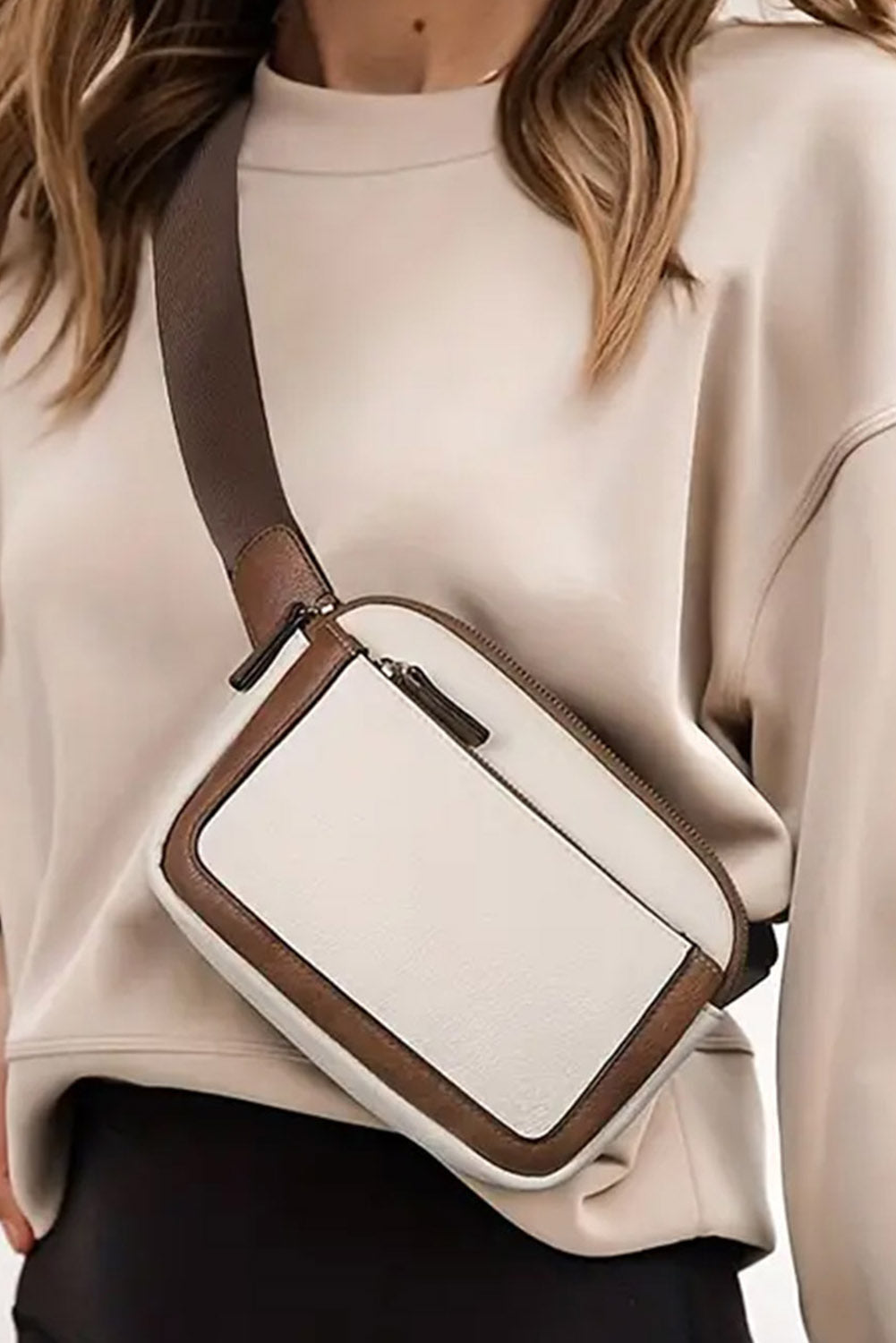 White Adjustable Strap Mini PU Leather Crossbody Bag