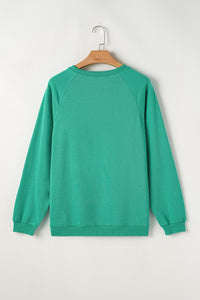 Mint Green Rainbow Colorblock Striped Pullover Sweatshirt