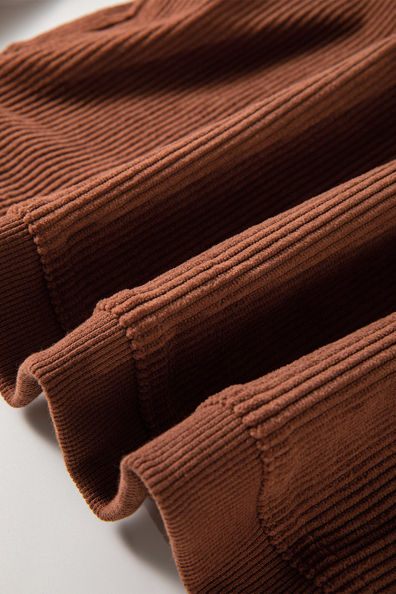 Chestnut Ribbed Corduroy Oversized Sweatshirt