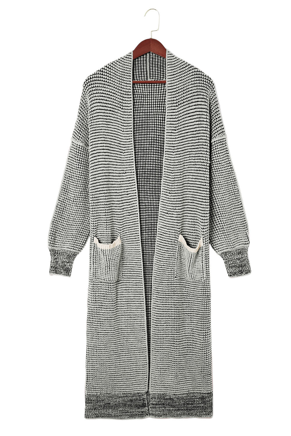 Gray Plus Size Textured Knit Cardigan