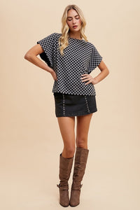 Annie Wear Checkered Round Neck Short Sleeve T-Shirt