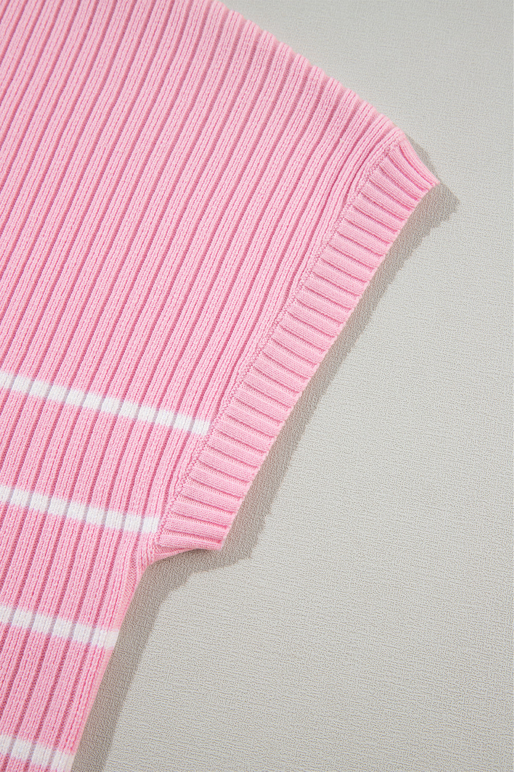 Pink Stripe Ribbed Loose Plus T Shirt